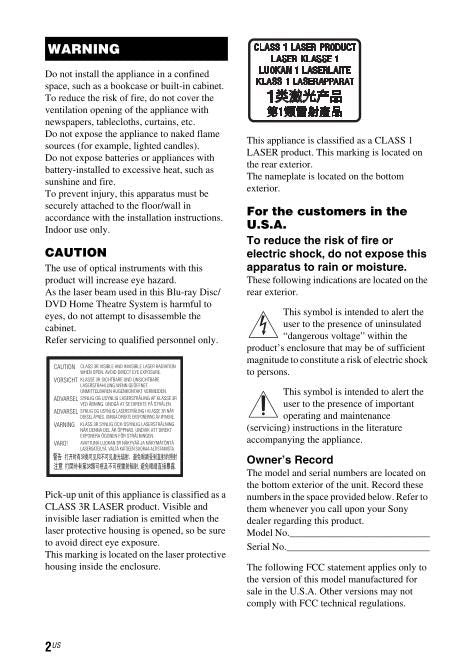 Sony HBDE3100 Audio/Video Receiver Operating Manual