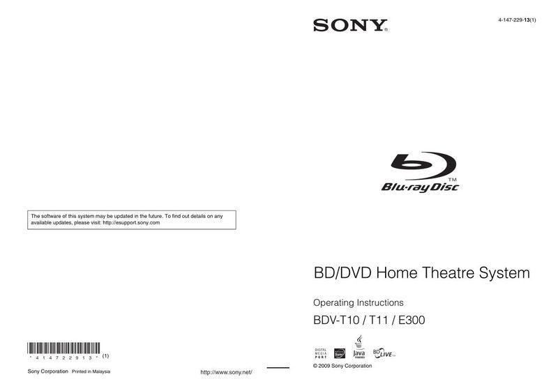 Sony BDVE300 BDVT10 BDVT11 Audio/Video Receiver Operating Manual