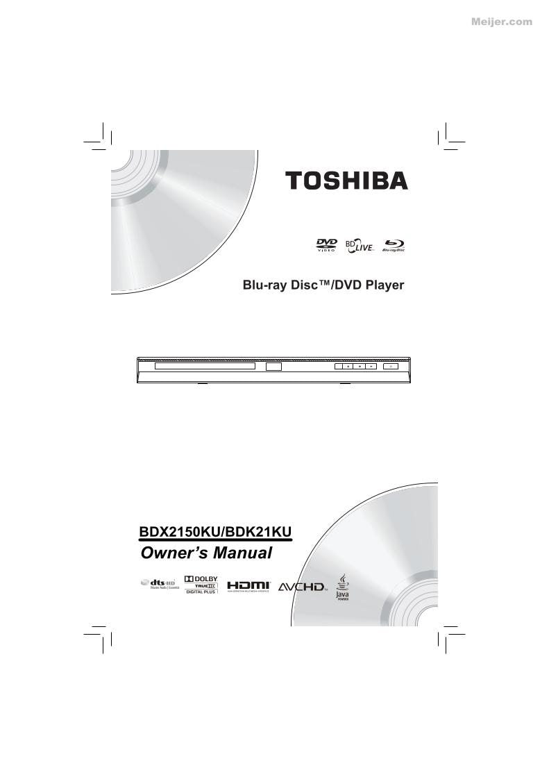 Toshiba BDK21KU BDX2150KU Blu-Ray DVD Player Operating Manual