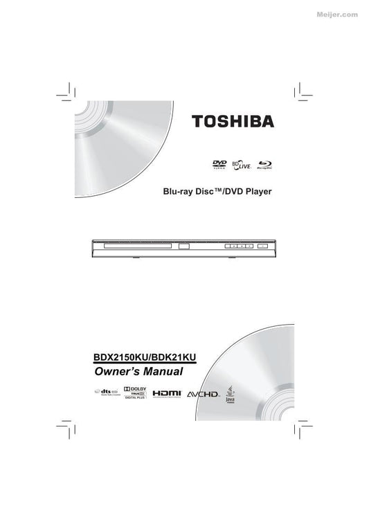 Toshiba BDK21KU BDX2150KU Blu-Ray DVD Player Operating Manual