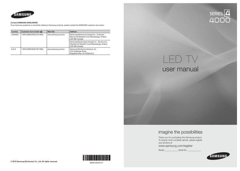 Samsung UN19C4000 UN19C4000PD UN19C4000PDXZA TV Operating Manual