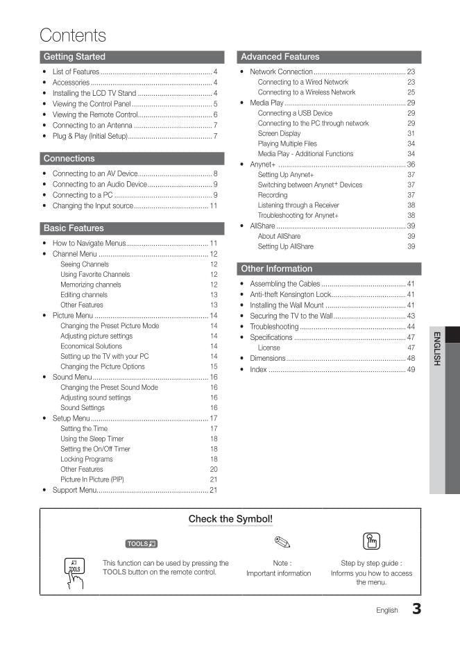 Samsung 550 Series TV Operating Manual