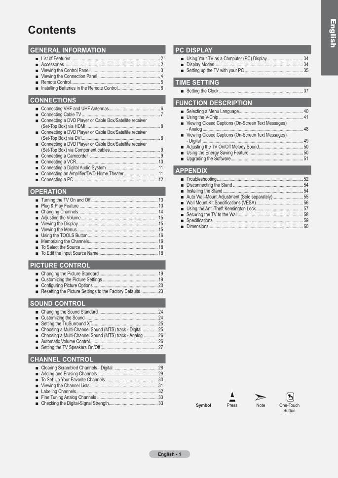 Samsung LN32A300 TV Operating Manual