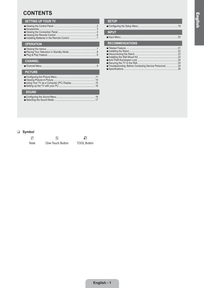 Samsung LA22B450C4OM TV Operating Manual