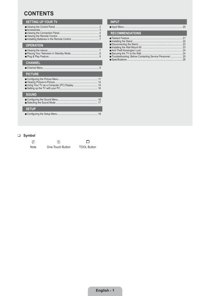 Samsung LA22B360C5OM TV Operating Manual