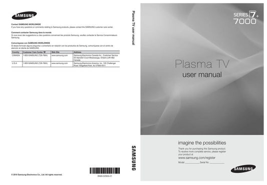 Samsung PN50C7000 TV Operating Manual