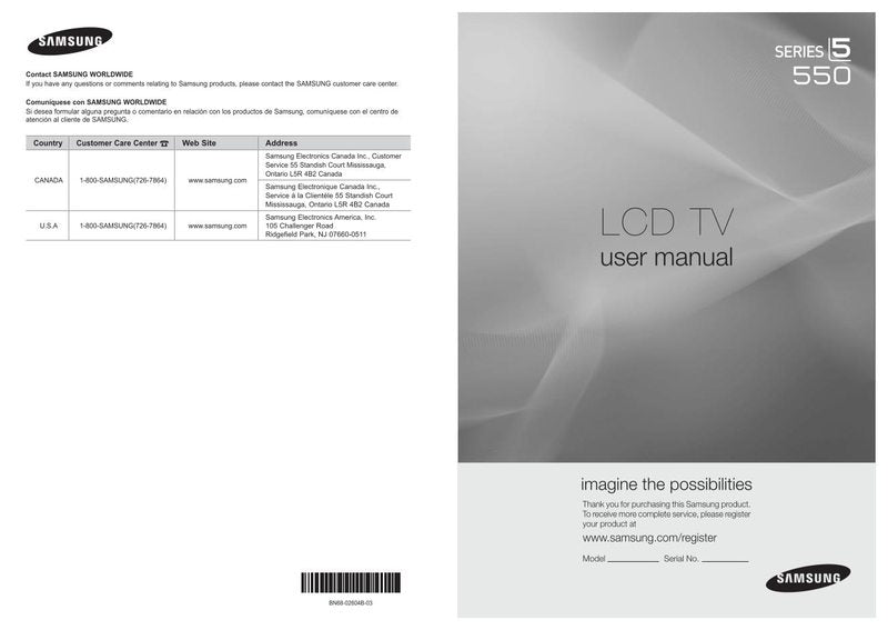 Samsung LN32C550J1FXZA LN40C550J1FXZA PN50C550G1FXZA TV Operating Manual