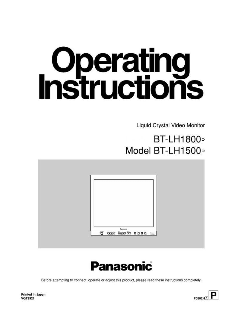 Panasonic BTLH1800OM TV Operating Manual