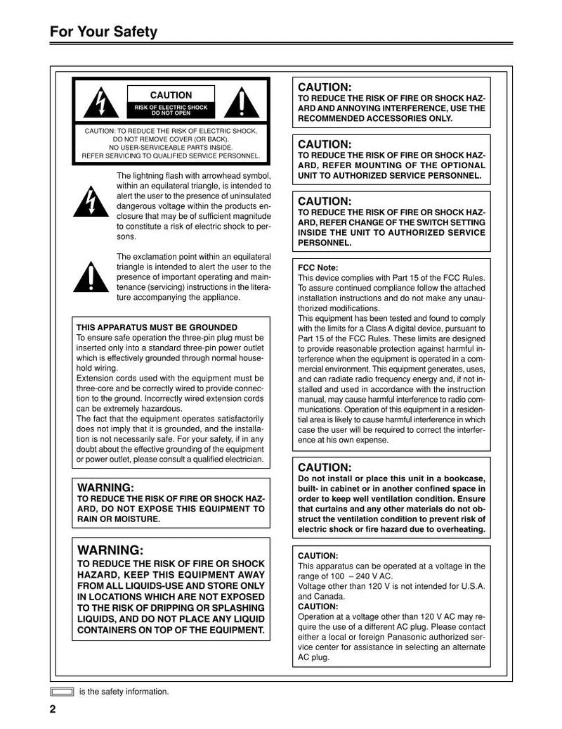 Panasonic BTLH1800OM TV Operating Manual