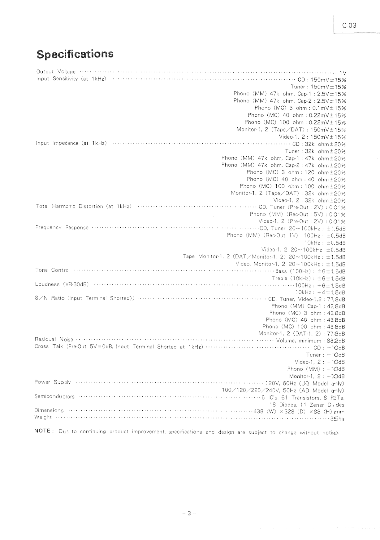 Luxman C-03 Pre-Amplifier Service Manual (Pages: 26)