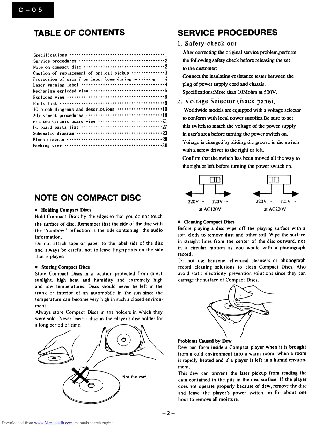 Onkyo C-05 CD Player Service Manual (Pages: 28)