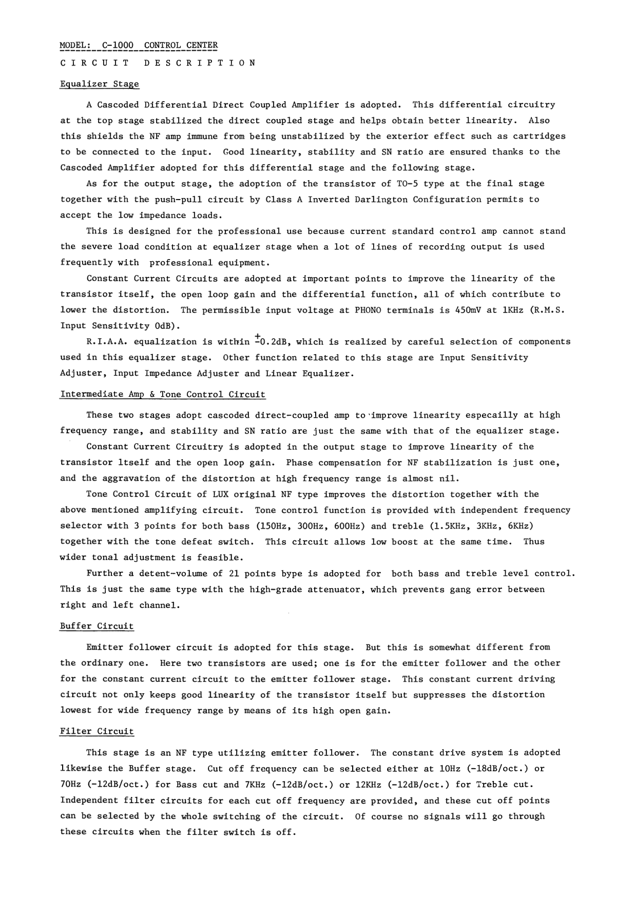 Luxman C-1000 Pre-Amplifier Service Manual (Pages: 13)