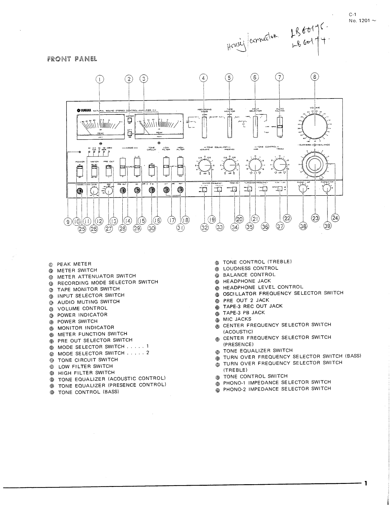Yamaha C-1 Control Amplifier Service Manual (Pages: 71)