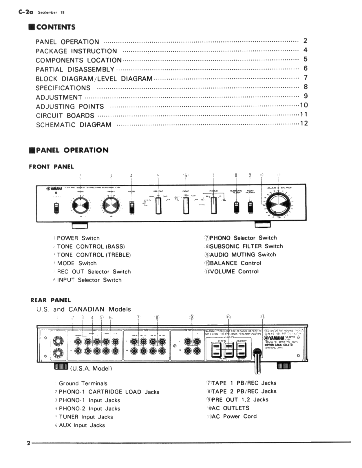 Yamaha C-2a Amplifier Service Manual (Pages: 18)