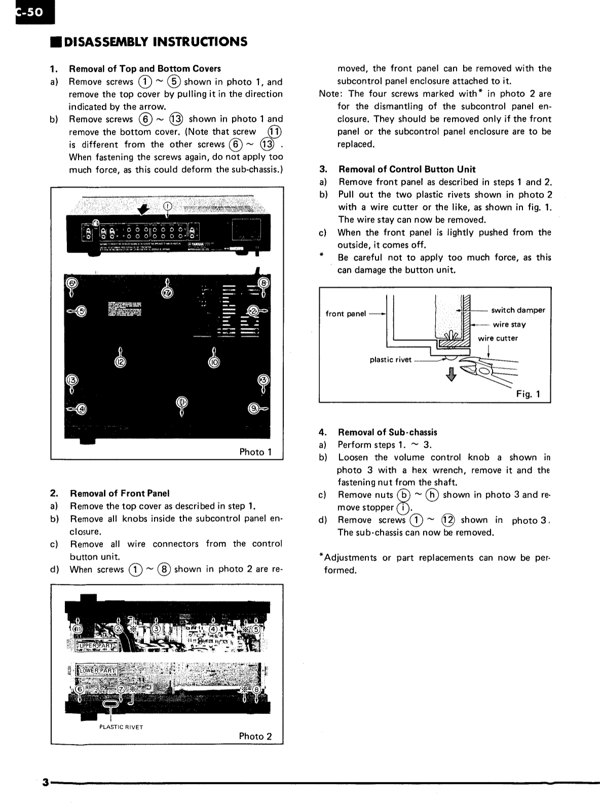 Yamaha C-50 Stereo Control Amplifier Service Manual (Pages: 26)