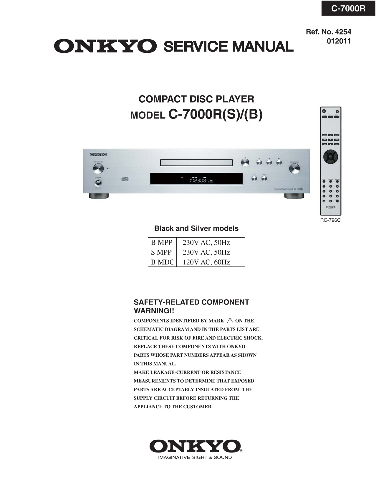 Onkyo C-7000R CD Player Service Manual (Pages: 51)