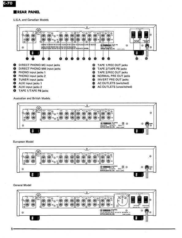 Yamaha C-70 Amplifier Service Manual (Pages: 28)