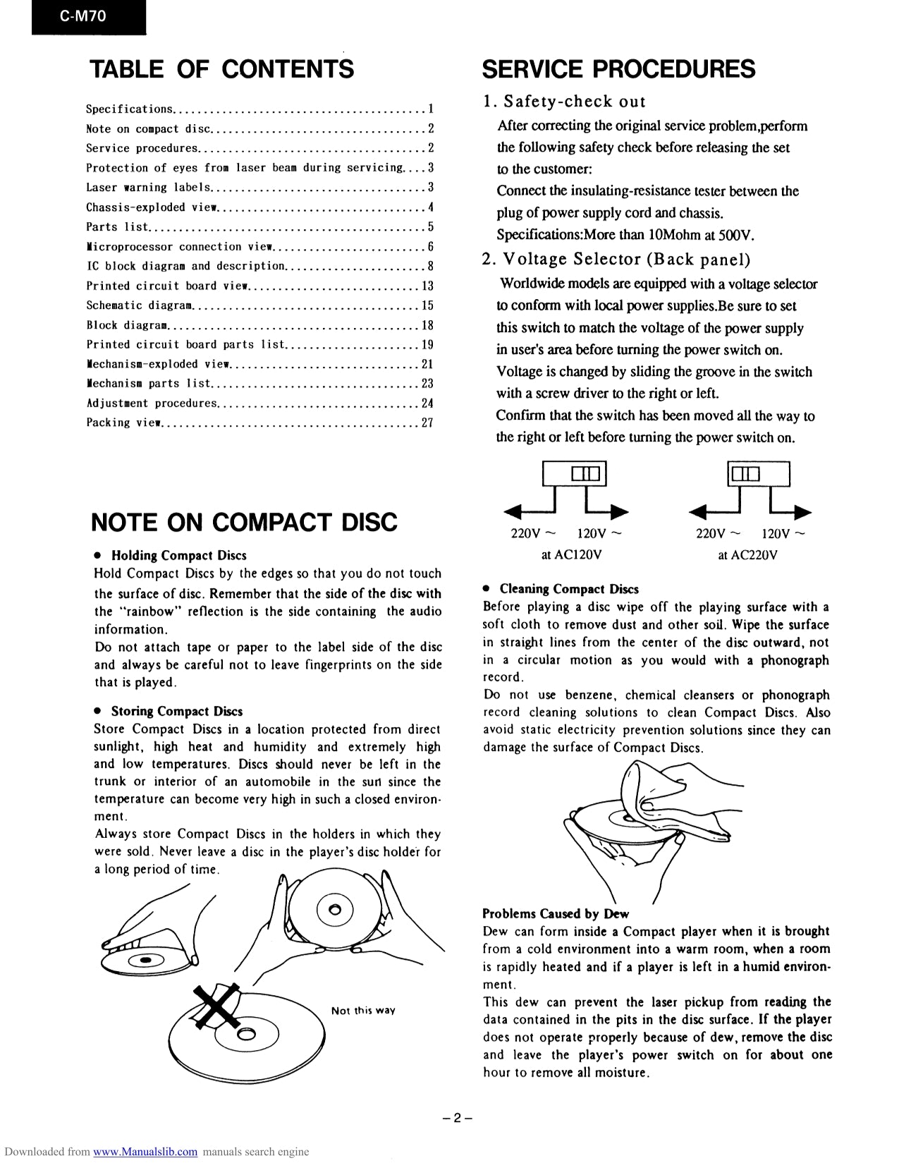 Onkyo C-M70 CD Player Service Manual (Pages: 25)