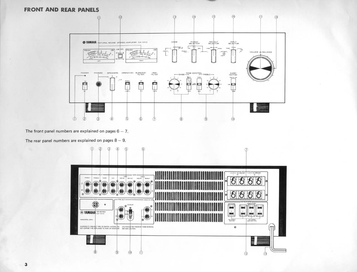 Yamaha CA-1010 Amplifier Owner's/ User Manual (Pages: 22)