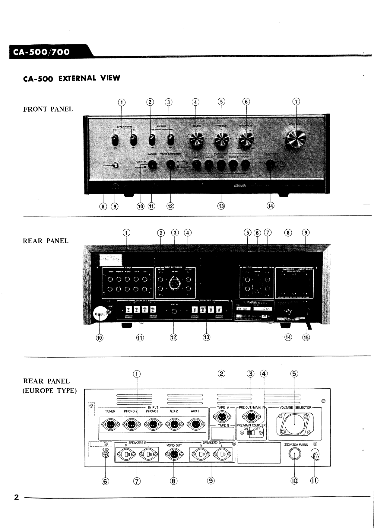 Yamaha CA-500 & CA-700 Stereo Amplifier Service Manual (Pages: 37)