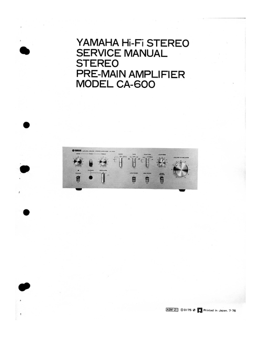 Yamaha CA-600 Amplifier Service Manual (Pages: 27)