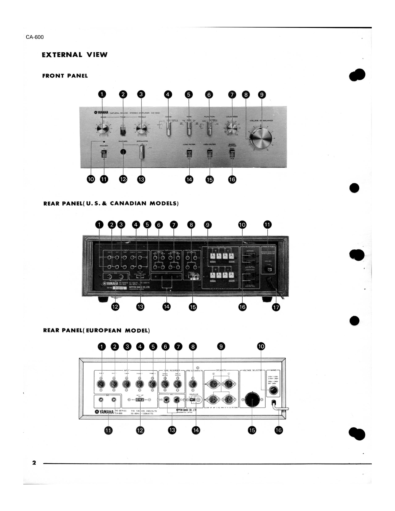 Yamaha CA-600 Amplifier Service Manual (Pages: 27)