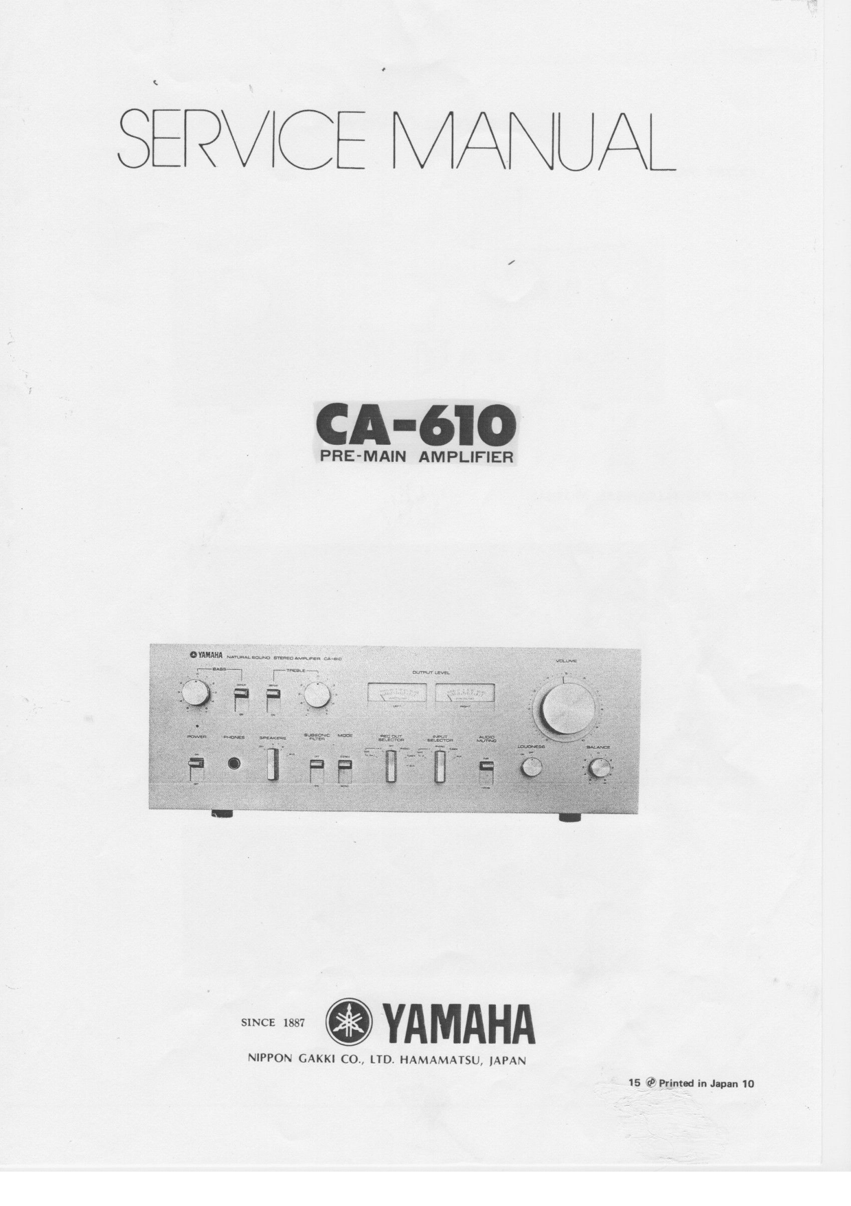 Yamaha CA-610 Amplifier Service Manual (Pages: 25)