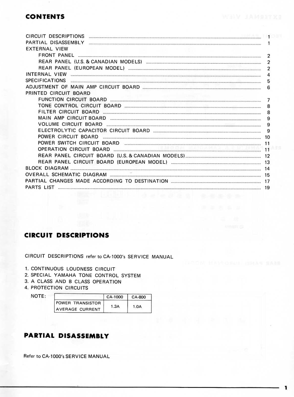 Yamaha CA-800 Amplifier Service Manual (Pages: 27)
