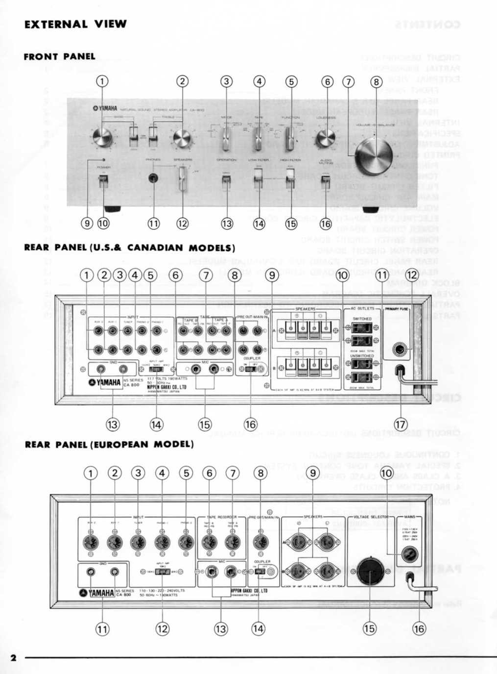 Yamaha CA-800 Amplifier Service Manual (Pages: 27)