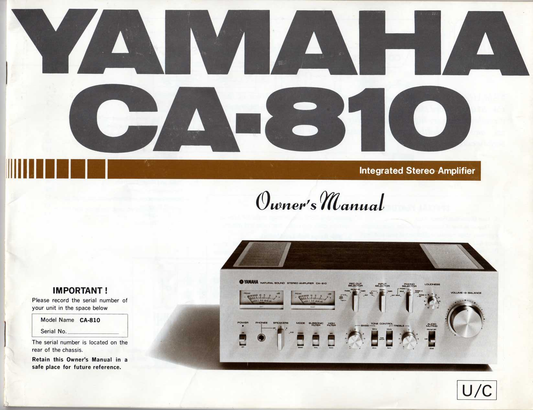 Yamaha CA-810 Amplifier Owner's/ User Manual (Pages: 20)