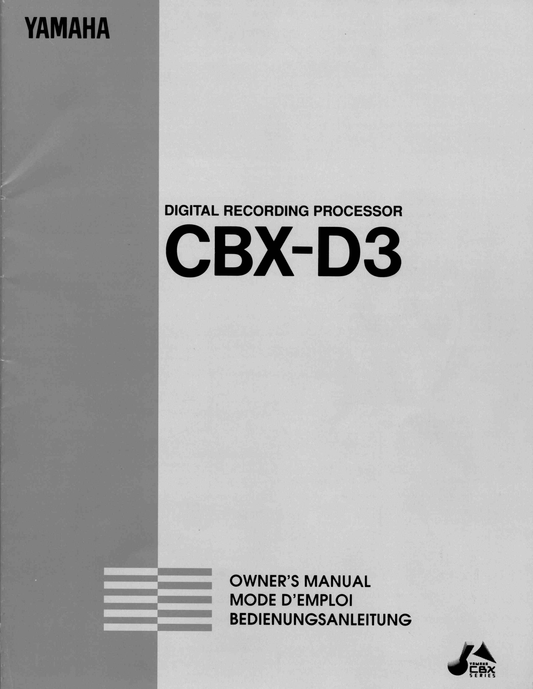 Yamaha CBX-D3 Digital Recording Processor Owner/ User Manual (Pages: 29)