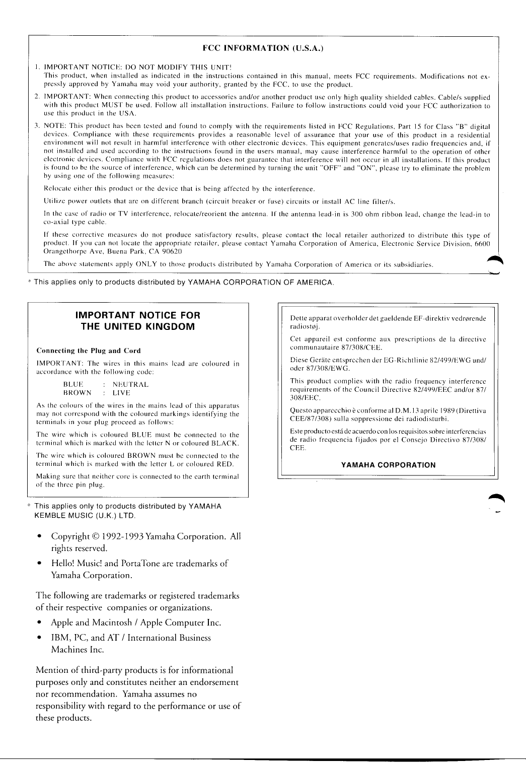 Yamaha CBX-K3 MIDI Keyboard Owner/ User Manual (Pages: 47)