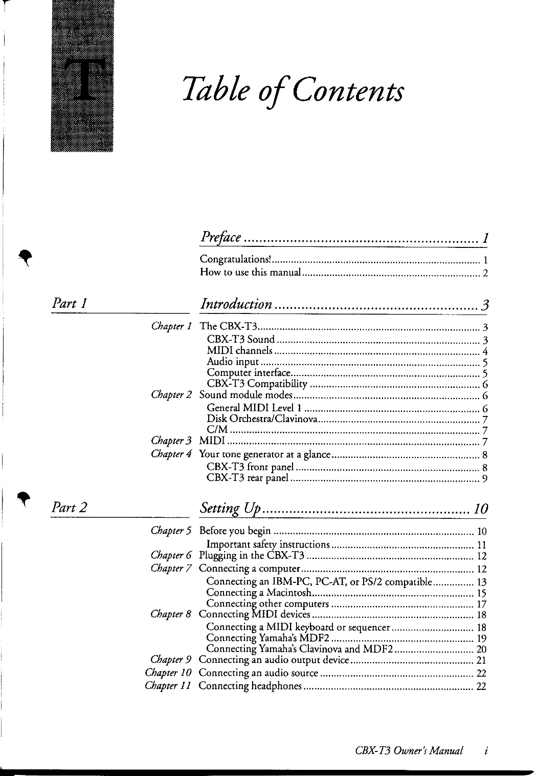 Yamaha CBX-T3 Tone Generator Owner/ User Manual (Pages: 87)