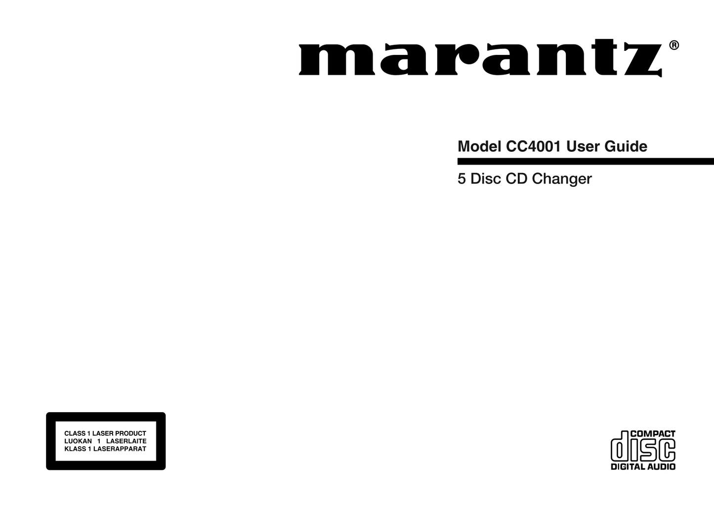 Marantz CC4001 5 Disc CD Changer Owner/ User Manual (Pages: 24)