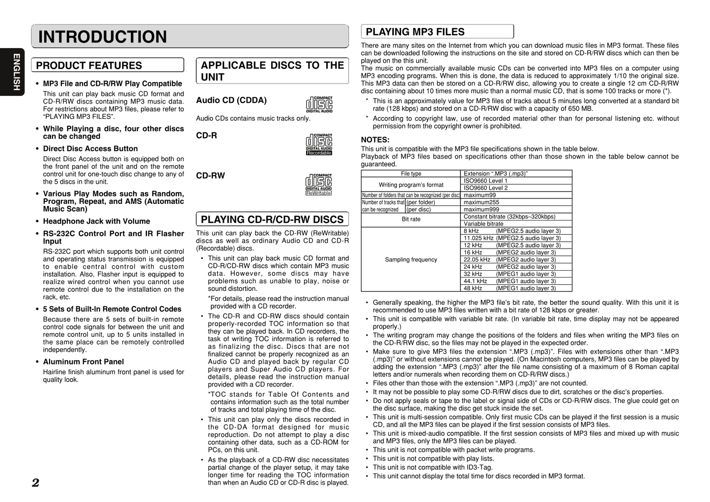 Marantz CC4001 5 Disc CD Changer Owner/ User Manual (Pages: 24)