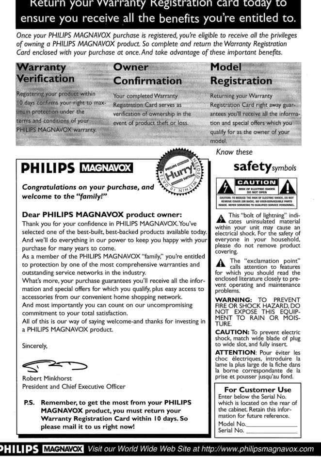 Philips CCA134AT99 VCR Operating Manual