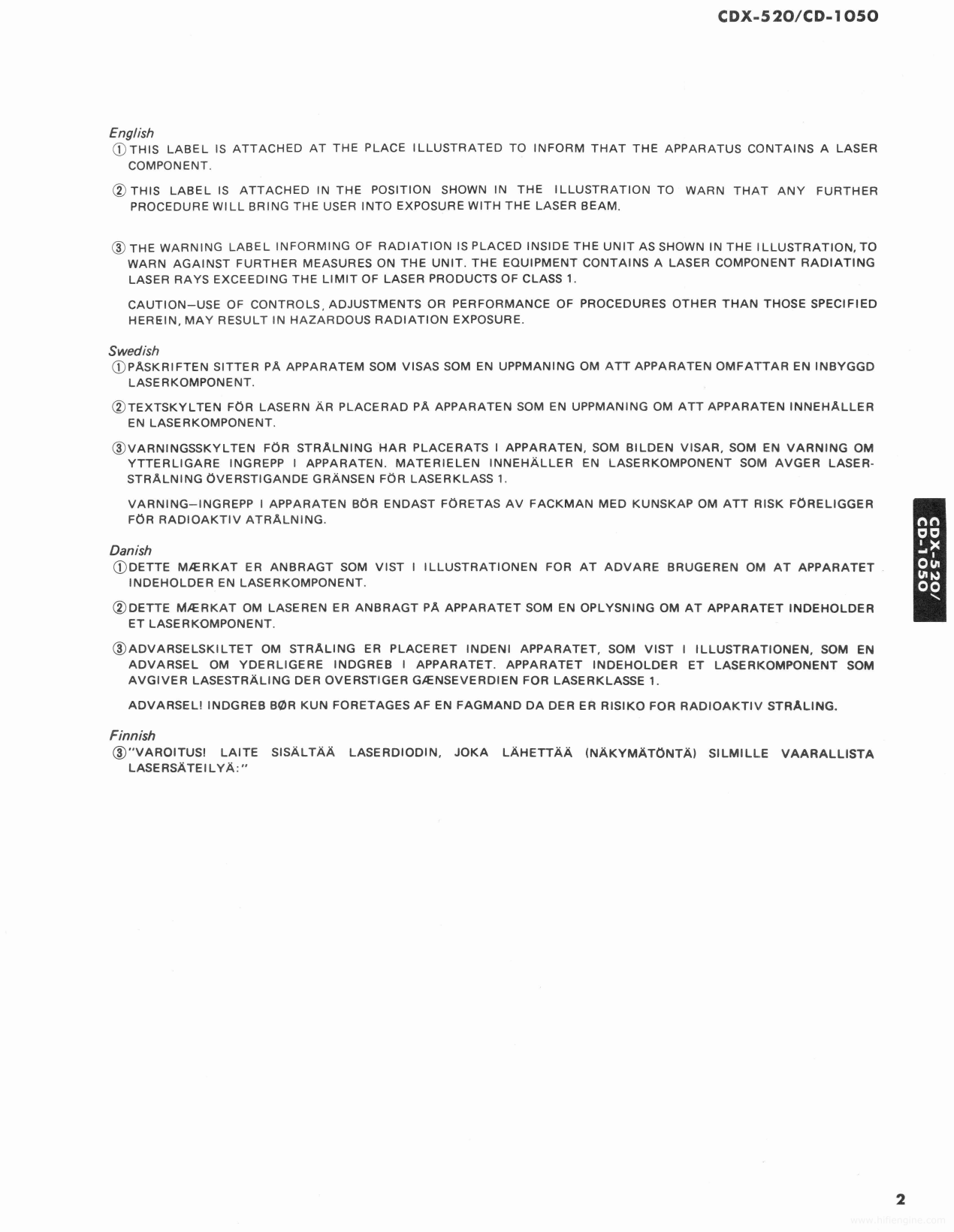 Yamaha CD-1050 & CDX-520 CD Player Service Manual (Pages: 42)