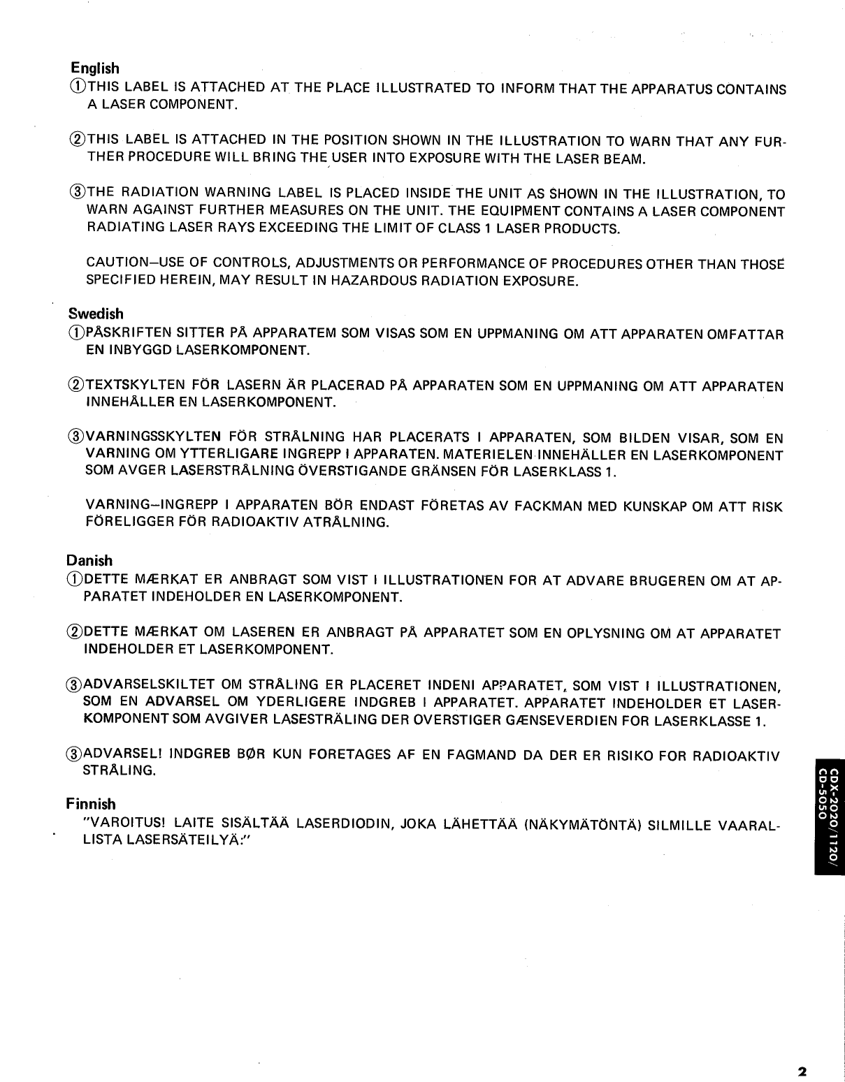 Yamaha CD-5050, CDX-1120 & CDX-2020 CD Player Service Manual (Pages: 61)