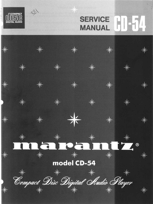 Marantz CD-54 CD Player Service Manual (Pages: 28)
