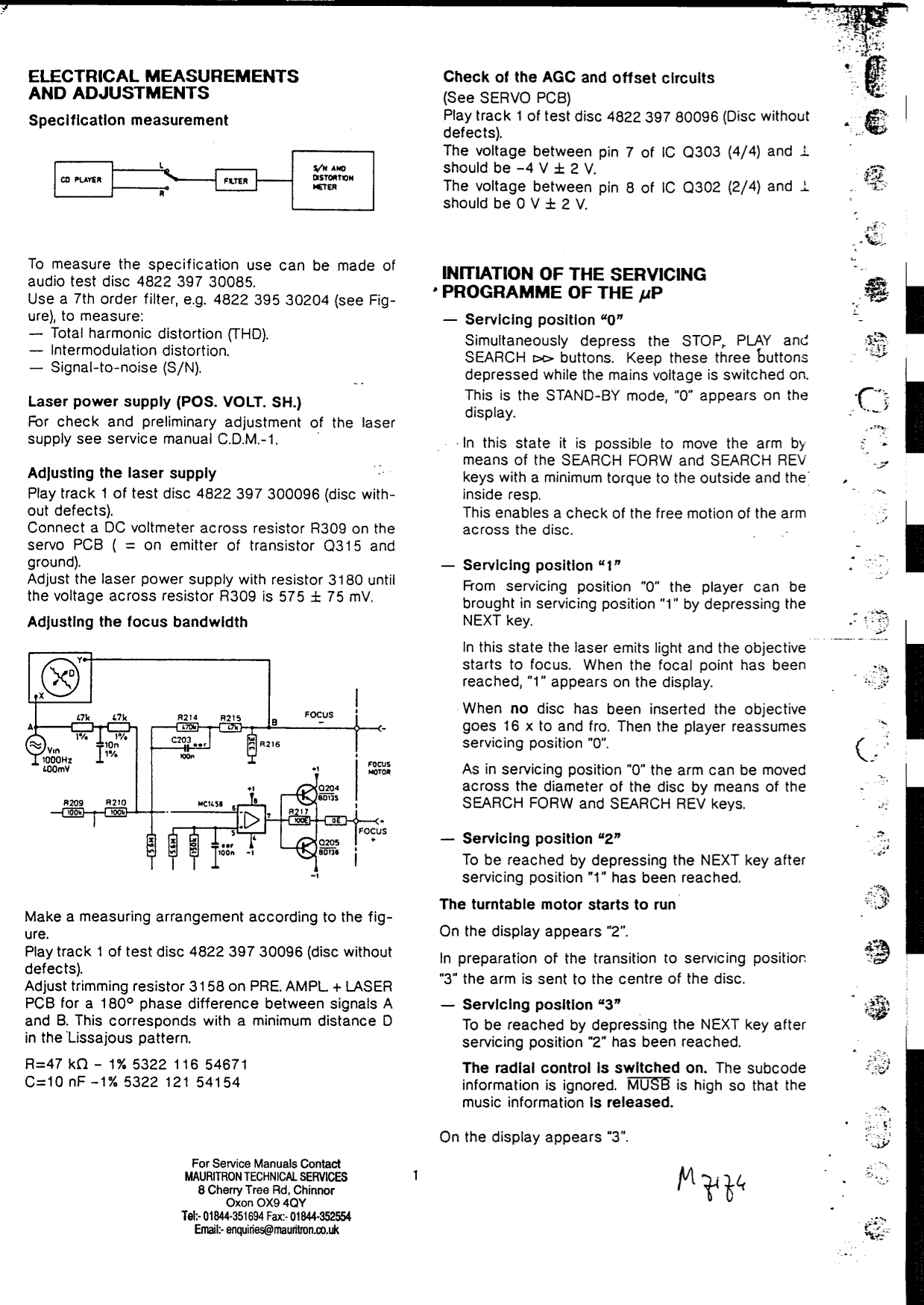Marantz CD-94 CD Player Service Manual (Pages: 43)