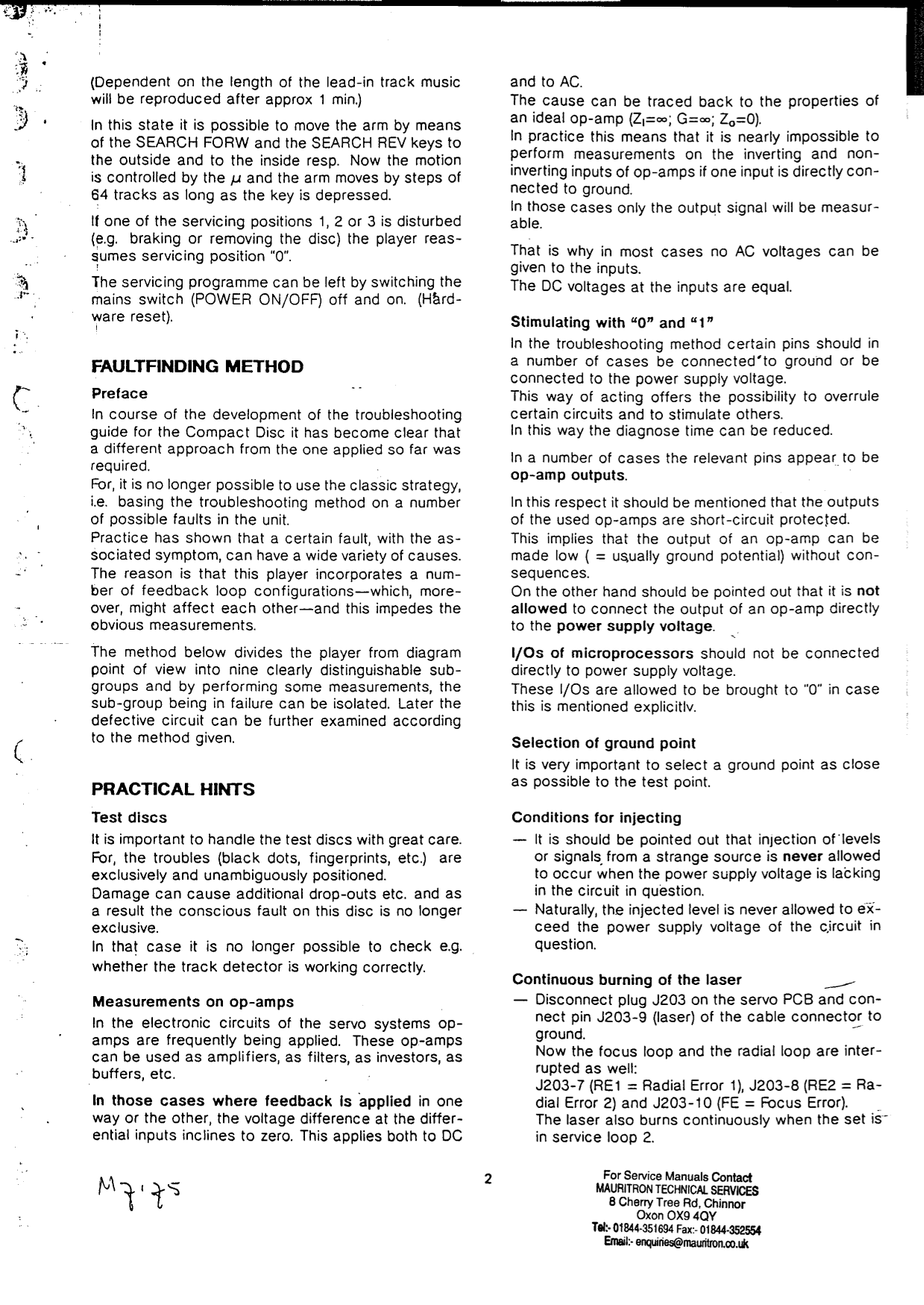 Marantz CD-94 CD Player Service Manual (Pages: 43)
