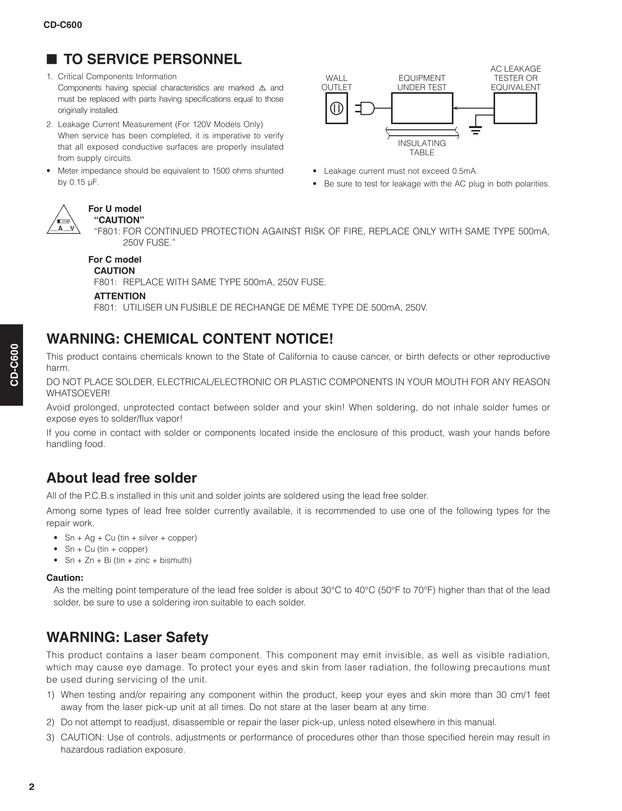 Yamaha CD-C600 CD Player Service Manual (Pages: 65)