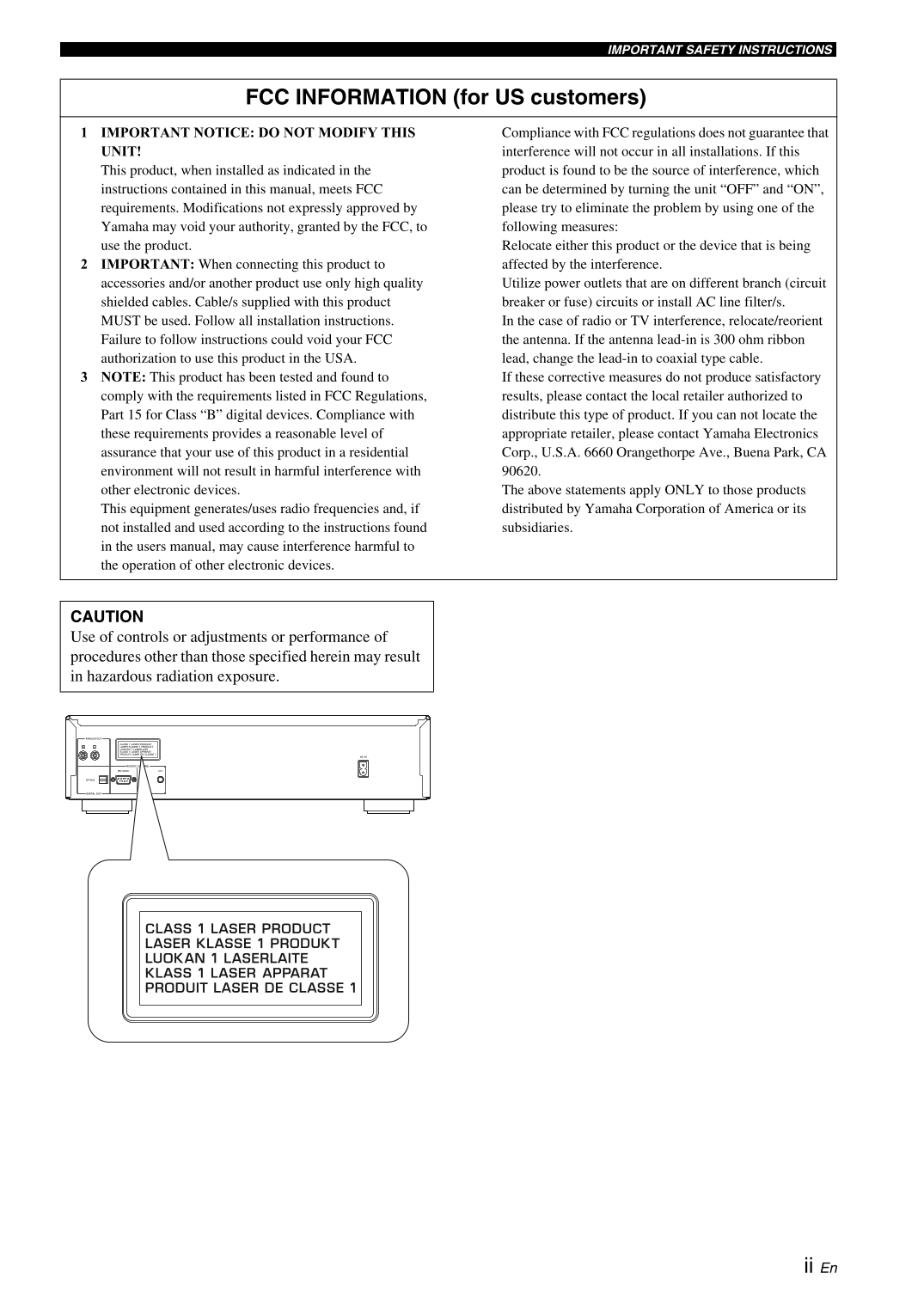 Yamaha CD-C600 CD Player Owner's/ User Manual (Pages: 20)