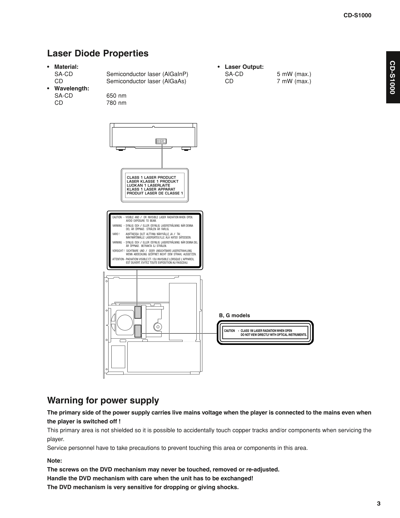 Yamaha CDR-S1000 CD Player Service Manual (Pages: 48)