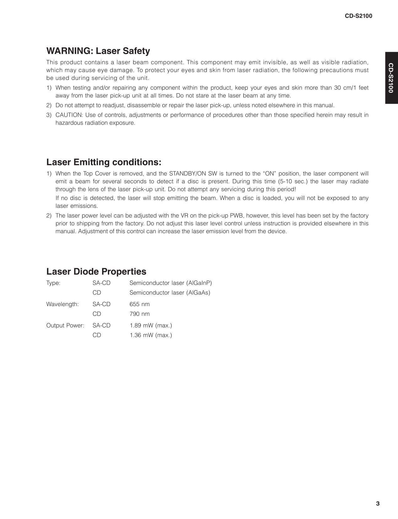 Yamaha CD-S2100 CD Player Service Manual (Pages: 86)