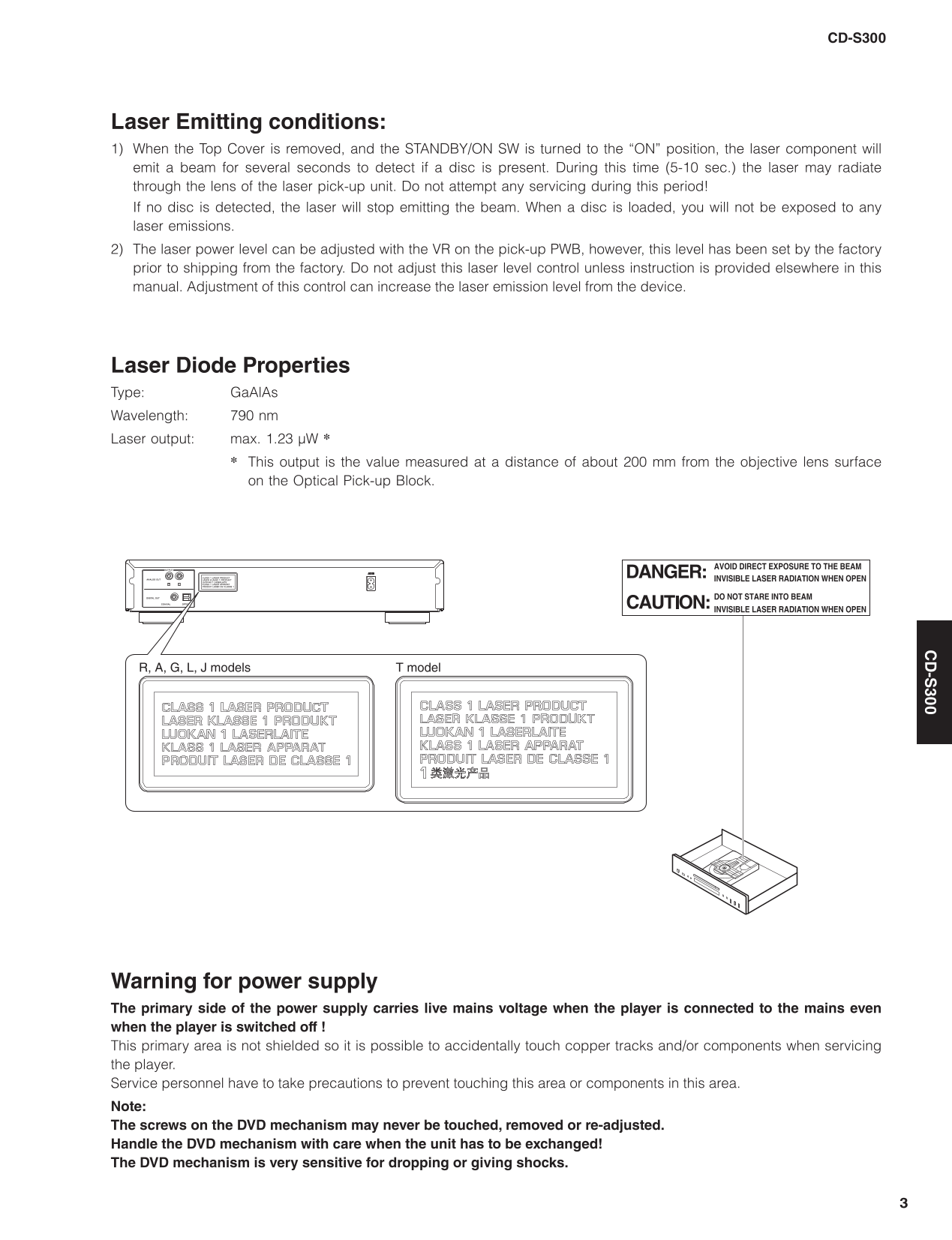 Yamaha CD-S300 CD Player Service Manual (Pages: 58)