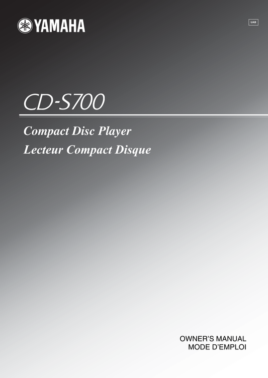 Yamaha CD-S700 CD Player Owner's/ User Manual (Pages: 26)