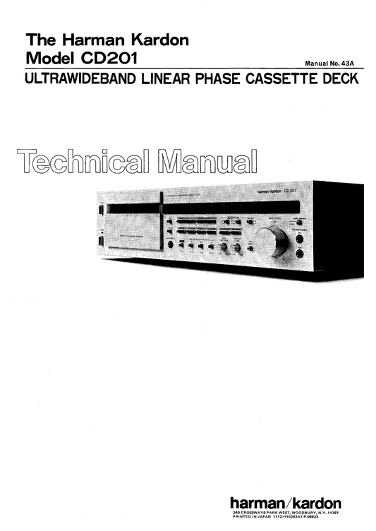 Harman/ Kardon CD201 Ultra Wideband Linear Phase Cassette Deck Owner & Service Manual (Pages: 56)