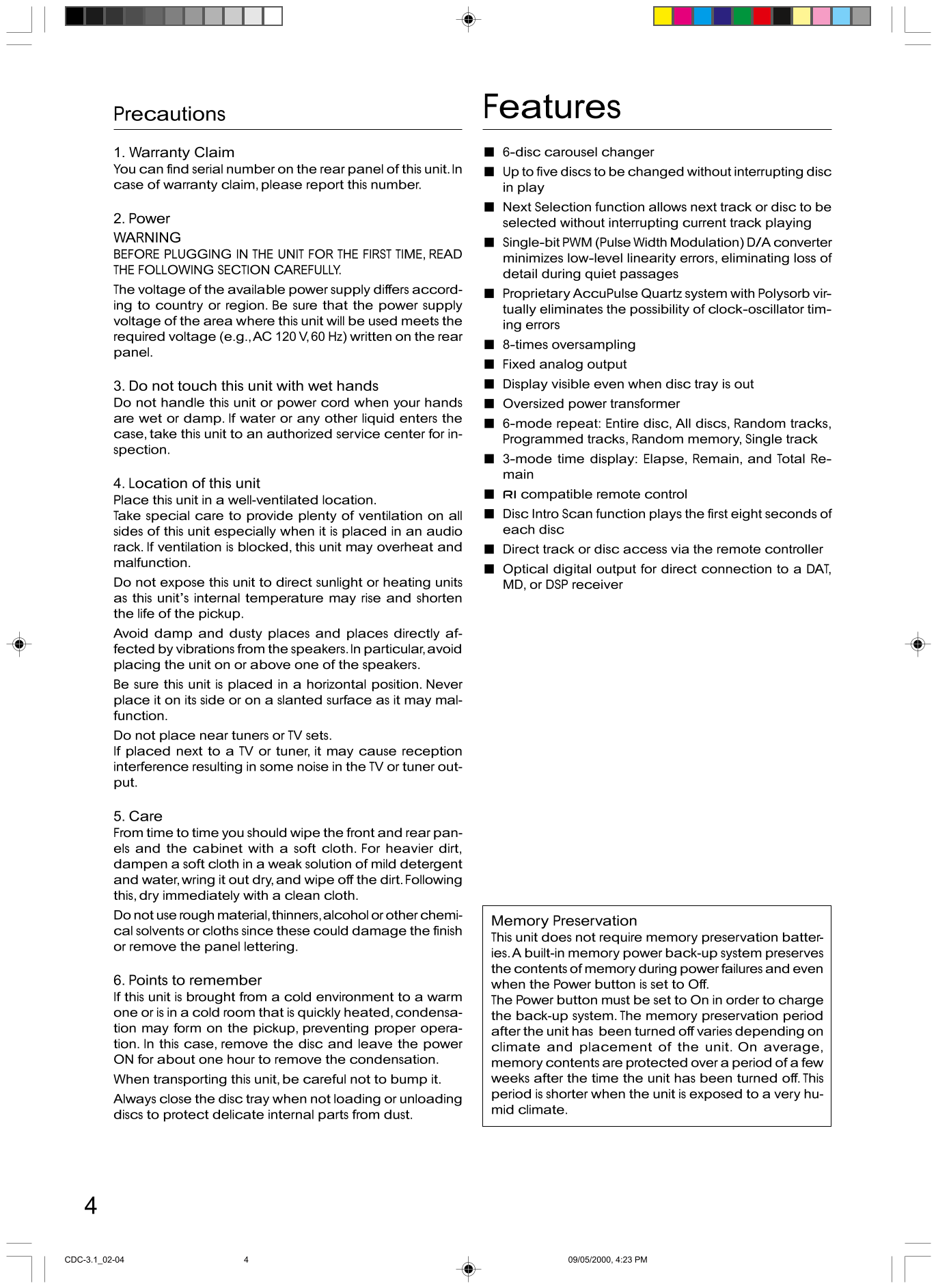 Integra CDC-3.1 CD Player Owner's/ User Manual (Pages: 16)