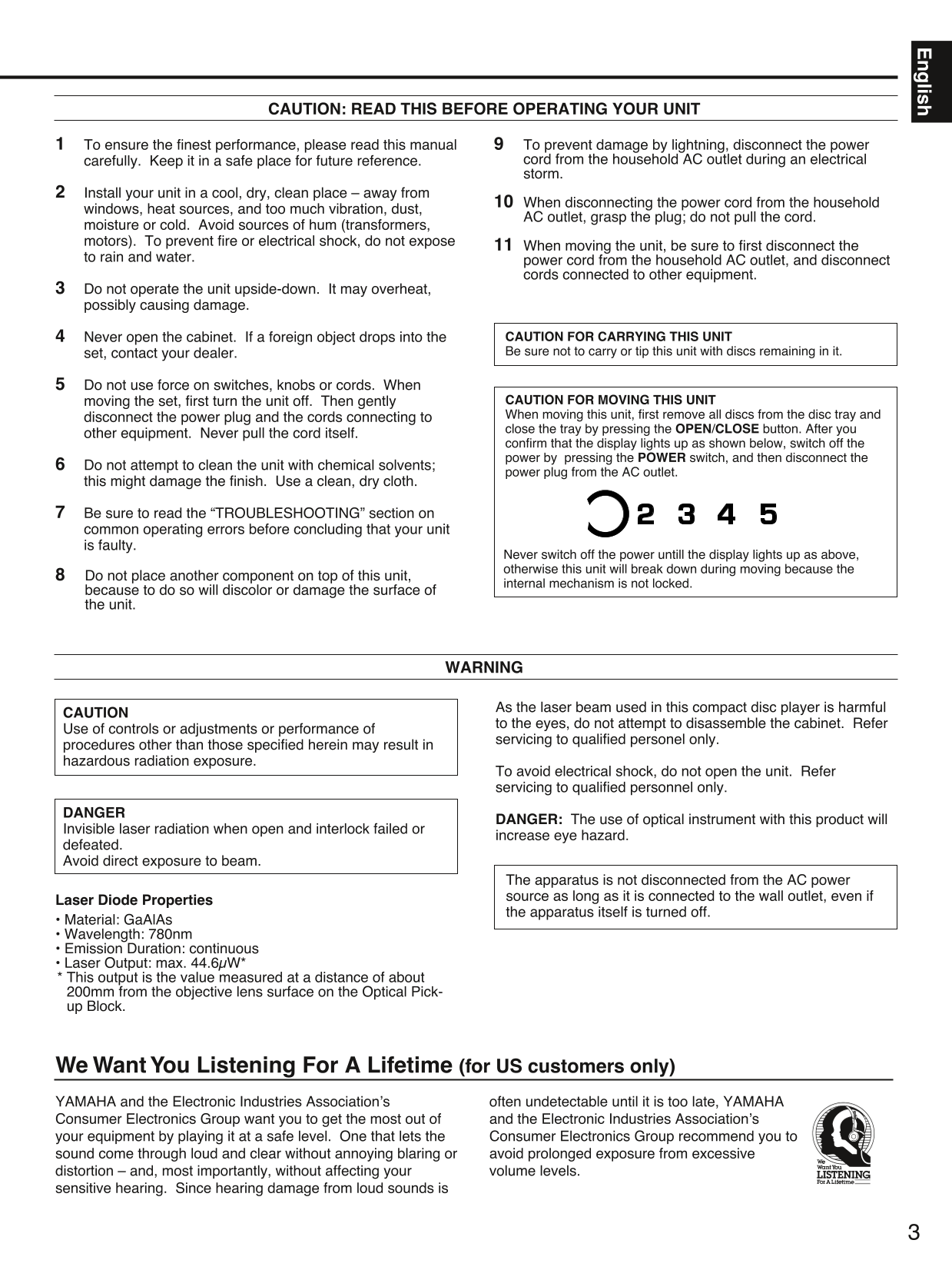 Yamaha CDC-502 & CDC-902 CD Player Owner's/ User Manual (Pages: 24)